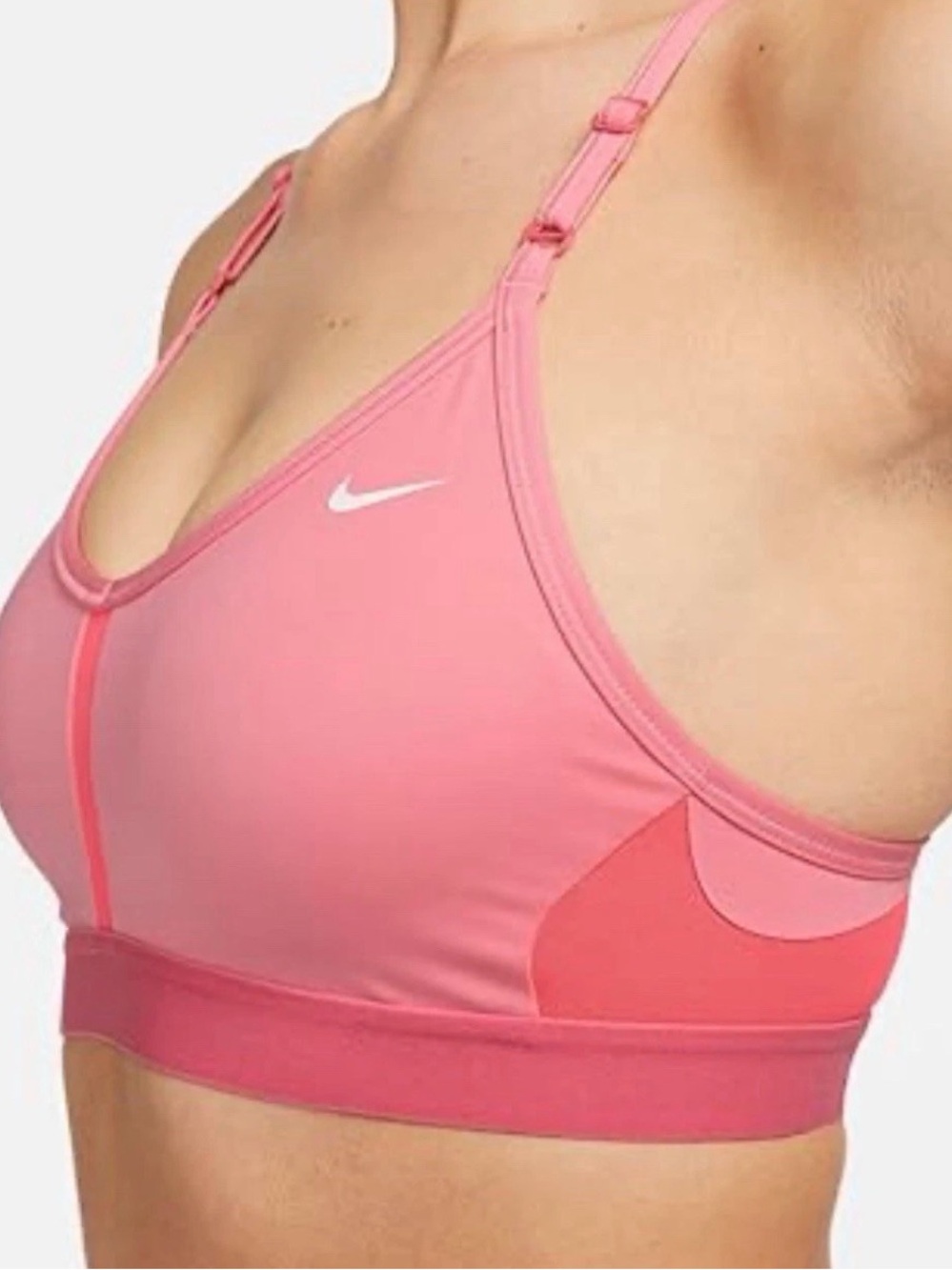 Nike Women's Dri-FIT Indy Padded V-Neck Sports Bra Size Large Pink